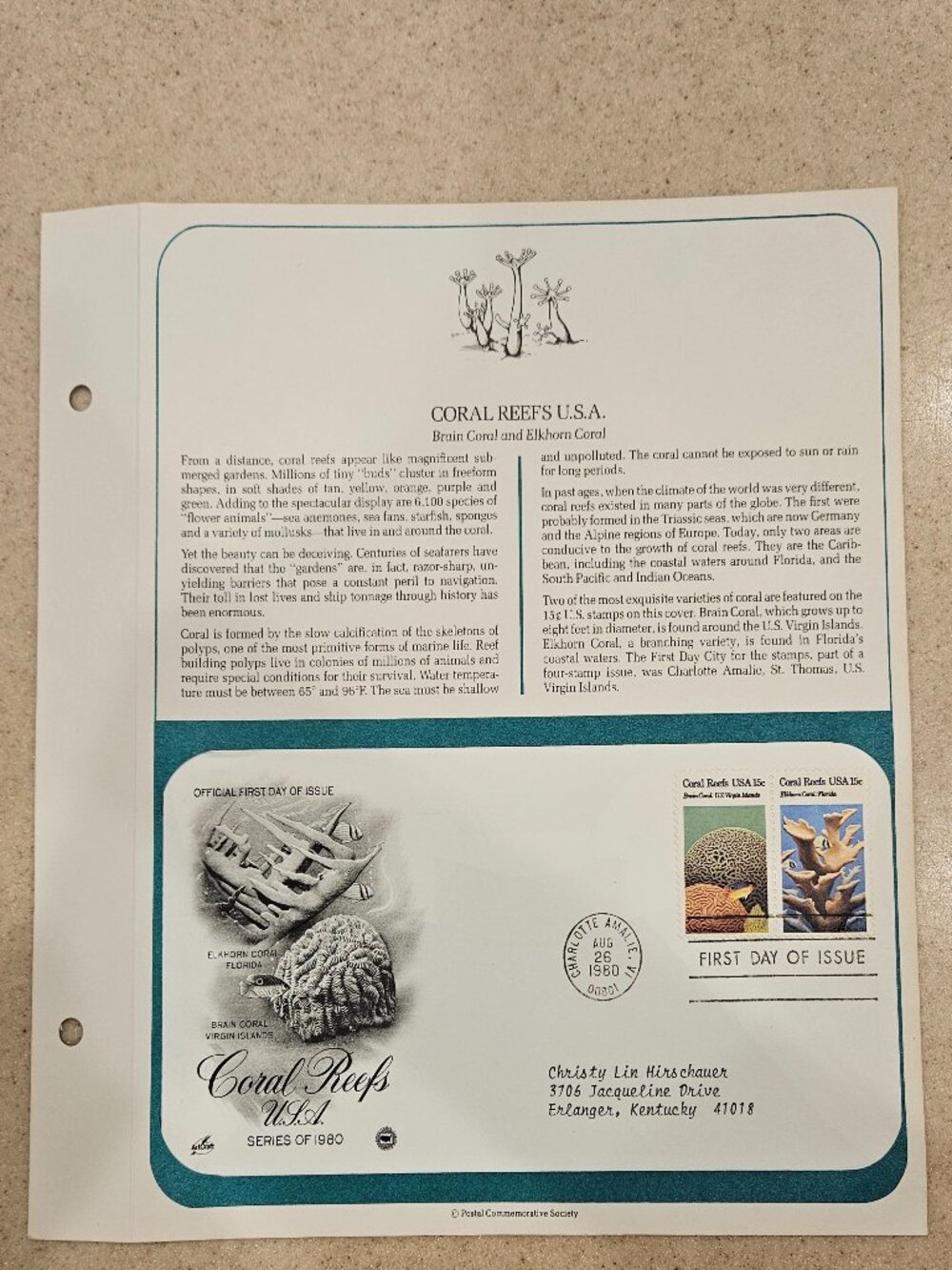 RARE COLLECTIBLE USPS 1ST DAY ISSUE COVER CORAL REEFS USA STAMP ENVELOPE FDC 2